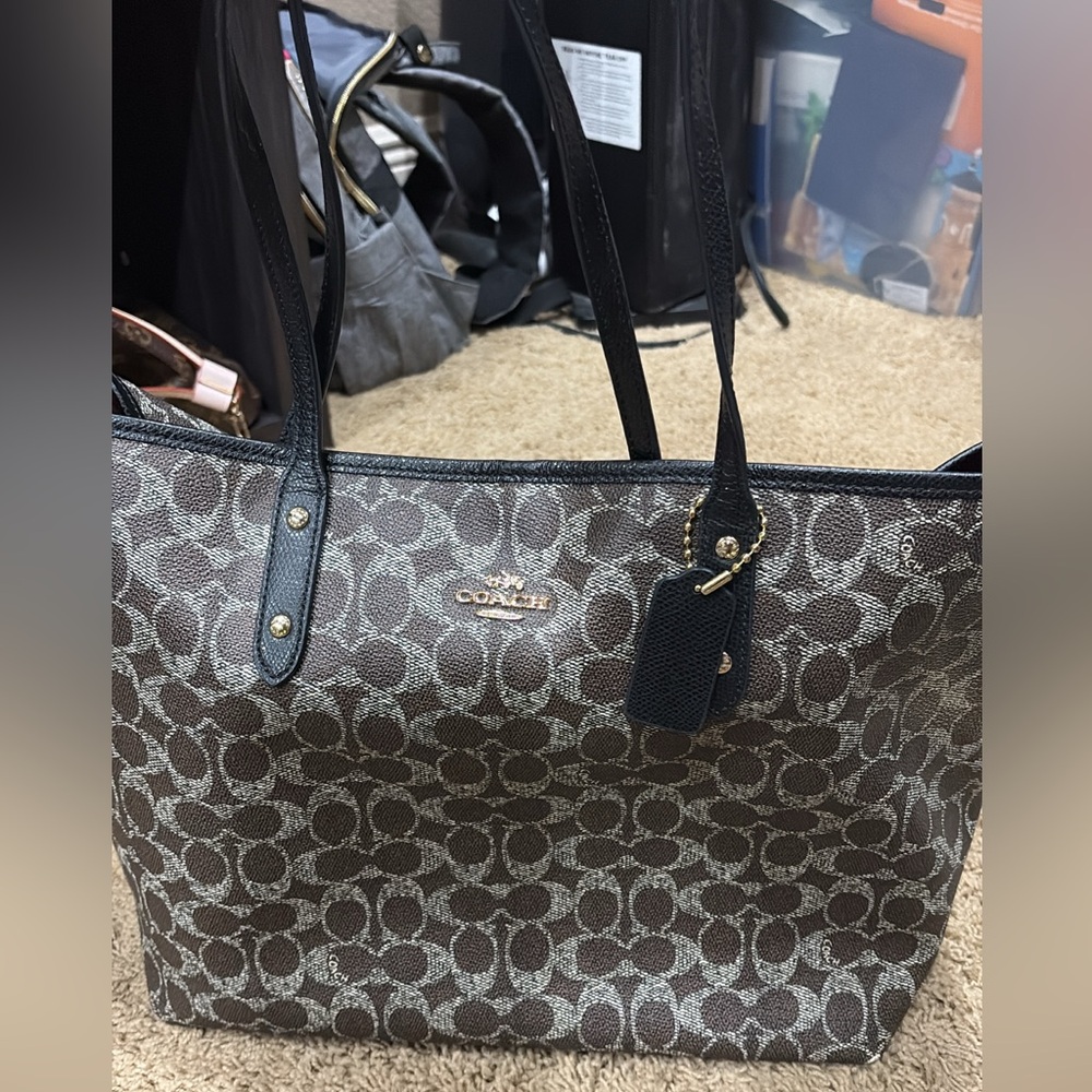 Coach Black and Brown Signature Tote